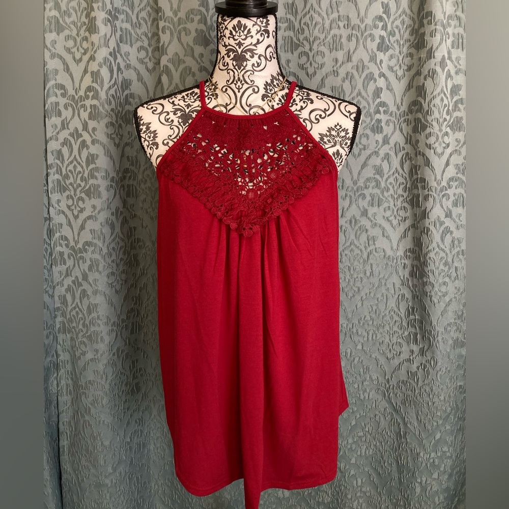 NEW Floral Lace High Neck Sleeveless Summer Top - Picture 2 of 9